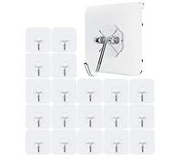 JZK 20 Imperméable lourd devoir crochets transparents auto-adhésifs charge portant 10kg plastique crochet collant fort pour Chambre salle de bain cuisine porte murale frigo plafonnier