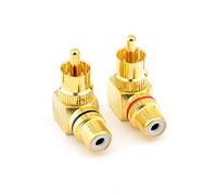 JZK 2x Adaptateurs RCA à angle droit 90 degrés mâle vers femelle, prise adaptateur phono RCA angle droit, connecteur AV stéréo mâle vers femelle plaqué or pour connexion audio