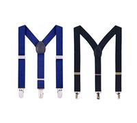 JZK 2x Bretelles pour enfants garçons noires et bleu marine réglables de 2 à 6 ans, 90-130cm, 3 clips élastiques