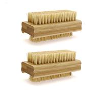 JZK 2x Brosses en bambou à poils durs pour nettoyer ongles, brosses nettoyage ongles double face, brosse à ongles en bois pour épousseter ongles, petite brosse à récurer en fibre de sisal