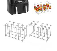 JZK 2x Inox 304 Support à brochettes kebab pour friteuse à air chaud porte-brochettes pour Ninja Foodi Max Dual Zone air fryer AF300EU AF400EU AF300UK AF400UK gadget accessoires grille airfryer