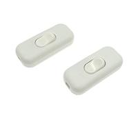 JZK 2x Maximum 6A interrupteur à cordon en ligne bipolaire blanc, interrupteur en ligne isolement à deux pôles, accepte fil rond ou plat à 1-2 noyaux, interrupteur torpille pour lampe petit appareil