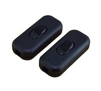 JZK 2x Maximum 6A interrupteur à cordon en ligne bipolaire noir, interrupteur en ligne isolement à deux pôles, accepte fil rond ou plat à 1-2 noyaux, interrupteur torpille pour lampe petit appareil