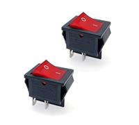 JZK 2x ON OFF Interrupteur à bascule marche/arrêt 16A 250V 20A 125V AC avec lumière rouge indicateur 2 positions 4 bornes DPST 4 broches interrupteur bouton d'alimentation rectangulaire KCD