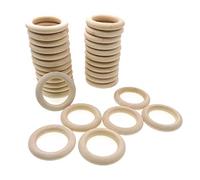 JZK 30 x 6cm Anneaux bois naturels non traités pour artisanat, macramé, jouets pour bébés, accessoires pour bijoux