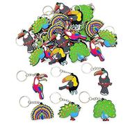 JZK 30x Paon toucan porte-clés pour cotillons tropicaux fête thème oiseaux forêt tropicale cadeaux remerciement pour invités, Deco gadget fête pour enfants, décorations accessoires fête jungle