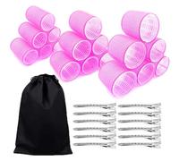 JZK 31 en 1 Extra large petit rouleau cheveux boucles sans chaleur avec pinces pour cheveux long/court et frange rideau, gros bigoudis cheveux velcro pour volume, boucleur hair rollers femme fille