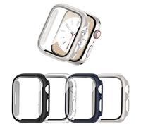 JZK 4 Pièces Coque + Protection Écran pour Apple Watch 8/ Apple Watch 7 41mm, étui de Protection Complète, Film en Verre Trempé Intégré Haute Sensibilité, Noir/clair/bleu/étoilé