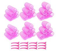 JZK 48 en 1 Grand moyen petit rouleau cheveux boucles sans chaleur avec pinces pour cheveux long/court et frange rideau, gros bigoudis cheveux velcro pour volume, boucleur hair rollers femme fille