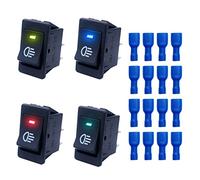JZK 4PZ 12V 35A Interrupteurs à bascule avec indicateur LED rouge jaune bleu vert, 4 pin DPST 2 positions interrupteur à bascule pour voiture, camion, moto, bateau, feu antibrouillard