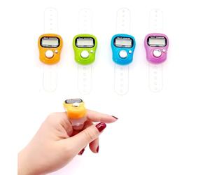 JZK 4X Compteur de Points numérique à clic à écran LCD Compteur de Doigts électronique pour Tricot, Anneau de comptage de Rangs de Crochet, Mini Compteur Manuel à clic en Plastique