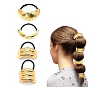 JZK 4x Manchettes de cheveux or pour queues de cheval métalliques élégants élastiques à cheveux bijoux, élastique à queue de cheval en métal accessoires cheveux dorés