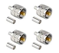JZK 4x UHF J-3 SL16 PL259 Fiche Mâle Connecteur Coaxial à Sertir pour RG58 RG142 RG400 LMR195 Câble Coaxial, PL-259 Câble UHF Adaptateur de Prise Mâle