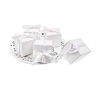 JZK 50 Blanc boîtes faveur Mariage avec boîte Bonbons Papier Rubans pour Mariage Anniversaire Noël baptême bébé Douche Communion fête Remise des diplômes