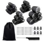 JZK 50 en 1 Extra large petit rouleau cheveux boucles sans chaleur avec pinces pour cheveux long/court et frange rideau, gros bigoudis cheveux velcro pour volume, boucleur hair rollers femme fille