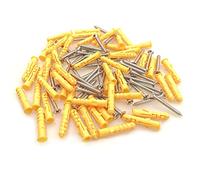 JZK 50 PCS M8 x 40mm Jeu de chevilles murales et de vis en acier inoxydable pour maçonnerie, brique et béton, kit de vis et d'ancrages à expansion en plastique, vis de fixation autotaraudeuses