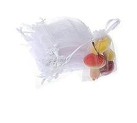 JZK® 50 X Pochettes/Sachets en Organza, pour bonbonnières, Bonbons, des Petits Bijoux, pour Le Mariage, Anniversaire, Baby Shower et diverses Occasions (50x Blanc, 9 * 7cm)