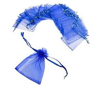 JZK 50 x Sachet Organza Bleu 12 * 9cm Pochettes Cadeau Sac pour Bonbonnières, Bonbons, Bijoux, pour Mariage, Anniversaire, et diverses Occasions
