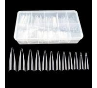JZK 500x Capsules extension ongles Transparents extra longs bouts ongles stiletto pour extensions acrylique, longs pointus Stiletto Faux ongles gel, bouts extension ongles pour salon manucure
