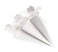 JZK 50x Blanc Boîte Cadeau cônes pour Cadeaux de mariage, Boîte triangle Faveur Mariage, Boîte à Bonbon Anniversaire, Coffret Bonbon pour Mariage Bapteme Communion Graduation Fête Noël