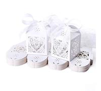 JZK 50x Blanco cajas papel caramelo bombones regalos detalles para boda cumpleaños fiesta bienvenida bebé bautizo sagrada comunión navidad