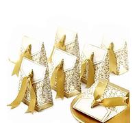 JZK 50x Boîte à dragées dorée en papier, petite boîte cadeau pour 50 ans mariage doré, boîte à confettis bonbons fête 50e anniversaire, baptême, remise des diplômes, boîte à cadeaux de Noël