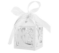 JZK 50x Mr & Mrs Boîte à Faveurs en Papier Blanc Nacré pour Mariage, Confettis, Bonbons, Riz - Petites Boîtes Cadeaux pour Anniversaire, Fête, Fiançailles