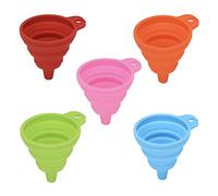 JZK 5X Entonnoir Pliable, Ensemble épaississant en Silicone Entonnoir en Gel, trémie Pliable en Silicone, Petit Entonnoir Pliant pour Cuisine, Liquide, Huile, Poudre (Rouge, Vert, Orange, Bleu, Rose)