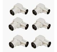 JZK 6X Angle Droit Connecteur d'adaptateur RF Mâle à Femelle pour télé Coax Aérien câbles, Argent