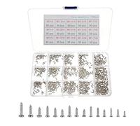 JZK 750 x Assortiment de vis autotaraudeuses à tête plate avec boîte de rangement, M1/M1.2/M1.4/M1.5/M1.7 mini kit d'assortiment de vis à bois