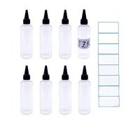 JZK 8 x Plastique pressurer Bouteilles de Compte-Gouttes liquides 100ml + 8 x Autocollant d'étiquette étanche pour Liquide et projets liés à l'art e-Liquide