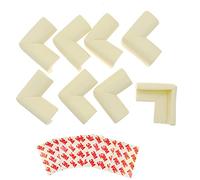 JZK 8 x Protecteurs d'angle de sécurité pour bébé en Mousse Souple crème Ivoire Protecteurs d'angle de Table avec adhésif 3M pour Table, lit, bibliothèque, Coin d'escalier