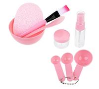 JZK 9 DIY visage masque masque facial kit outils bol mélange compris bol, spatule, brosse, cuillères à mesurer, flacon pulvérisateur, petit pot, éponge, rose