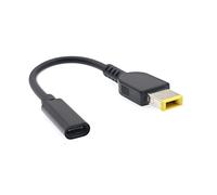 JZK Adaptateur de câble USB-C vers pointe fine 65 W PD pour ThinkPad, connecteur USB Type C femelle vers connecteur mâle jaune rectangulaire pour ordinateur portable Lenovo adaptateur secteur chargeur