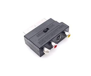 JZK Adaptateur péritel vers 3 prises RCA prise péritel mâle vers 3 prises RCA femelles avec convertisseur entrée/sortie commutable, connecteur audio/vidéo AV pour téléviseur, lecteur DVD, magnétoscope