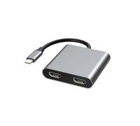 JZK Adaptateur USB Type-C 4 en 1 vers Double Écran HDMI, Hub USB C avec 2xHDMI/USB 3.0/87W PD, USB C vers HDMI 4K@30Hz pour MacBook Pro Air (MST Uniquement pour Windows)
