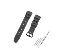 JZK Bracelet montre remplacement en caoutchouc noir 18mm pour Casio AE-1300/AE-1200, SGW-300H/SGW-400H/SGW-500H, W-218H/W-219H, MRW-200H, Bracelet étanche en plastique avec outil démontage inclus