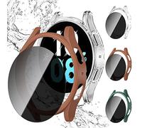 JZK Brise-vue pour Galaxy Watch 5/4 40 mm, 4 + 4 pièces en verre blindé anti-espion et coque de protection en polycarbonate rigide, accessoires de montre intelligente pour Samsung Galaxy 5/4, coque