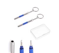 JZK Ensemble de 2 mini tournevis porte-clés 3 en 1 pour lunettes | Kit de réparation multifonction précision avec embouts Phillips, plat et hexagonal pour lunettes soleil, montres, bijoux