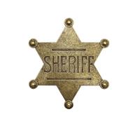 JZK Épingle rétro étoile de shérif en métal pour adultes, étoile de shérif hexagonale antique en bronze, accessoire pour costumes de cow-boy/shérif et tenues western, décoration pour fêtes western