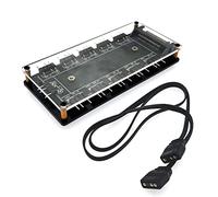 JZK Hub ARGB 5 V 3 broches avec boîtier, y compris câble d'extension, hub répartiteur LED RVB 5 V 3 broches avec port SATA/IDE, ruban adhésif double face à l'arrière