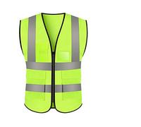 JZK Jaune XXXL Gilet de sécurité Filet avec Poches et Fermeture éclair, Net Gilet Haute visibilité Filet Veste réfléchissante pour Hommes Femmes Adultes, Hi viz Gilet avec zippé