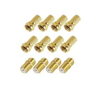 JZK Kit connecteurs F plaqués or, comprenant 8X connecteurs F pour rallonge câble coaxial RG6 et 4X adaptateurs femelles SAT pour câble satellite et antenne TV par satellite