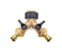 JZK Laiton 2 voies Tap Connector Adaptateur Double Tap Jardin Adaptateur Tap Avec individuelles marche/arrêt Vannes pour Accueil Cuisine Jardin De plein air