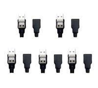 JZK Lot 5 connecteurs USB A mâles monter soi-même, adaptateur jack USB type A 4 broches mâle avec couvercle plastique noir, connecteur USB remplacement pour alimentation DIY, planche à pain, carte PCB