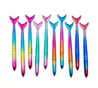JZK Lot de 10 stylos créatifs Forme de queue de poisson - Encre bleue - Fournitures de papeterie pour filles et femmes - Décorations de fête sur le thème de la sirène