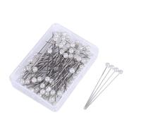 JZK Lot de 100 épingles à tête ronde en perles blanches avec boîte en plastique pour loisirs créatifs, fabrication de bijoux, couture, décorations florales de mariage