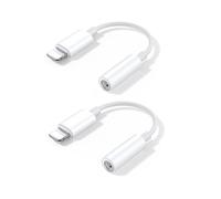 JZK Lot de 2 adaptateurs de casque pour iPhone, Lightning vers prise jack 3,5 mm compatible avec iPhone 14/13/12/11/11 Pro/XR/X/XS/8/7/7Plus/SE, iPad, iPod, prise en charge des appels et de la musique
