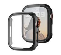 JZK Lot de 2 coques avec protecteur d'écran en verre trempé pour Apple Watch SE (2023) Series 6/5/4/SE de 40 mm, protection complète en polycarbonate rigide HD ultra fin pour iWatch de 40 mm, noir