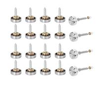 JZK Lot de 20 vis de miroir en acier inoxydable de 10 mm avec rondelles, vis publicitaires pour miroir, tables, plaques de bain, armoires, panneaux en verre